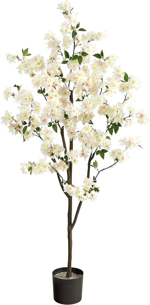 Nearly Natural 6ft. Cherry Blossom Artificial Tree, White | Amazon (US)