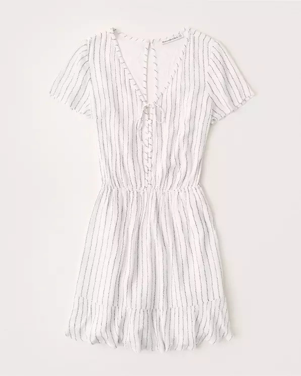 Short-Sleeve Ruffle Hem Dress | Abercrombie & Fitch (US)