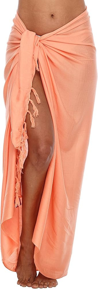 SHU-SHI Sarong Swimsuit Coverup for Women Pareo Long Beach Bathing Suit Wrap with Coconut Clip | Amazon (US)