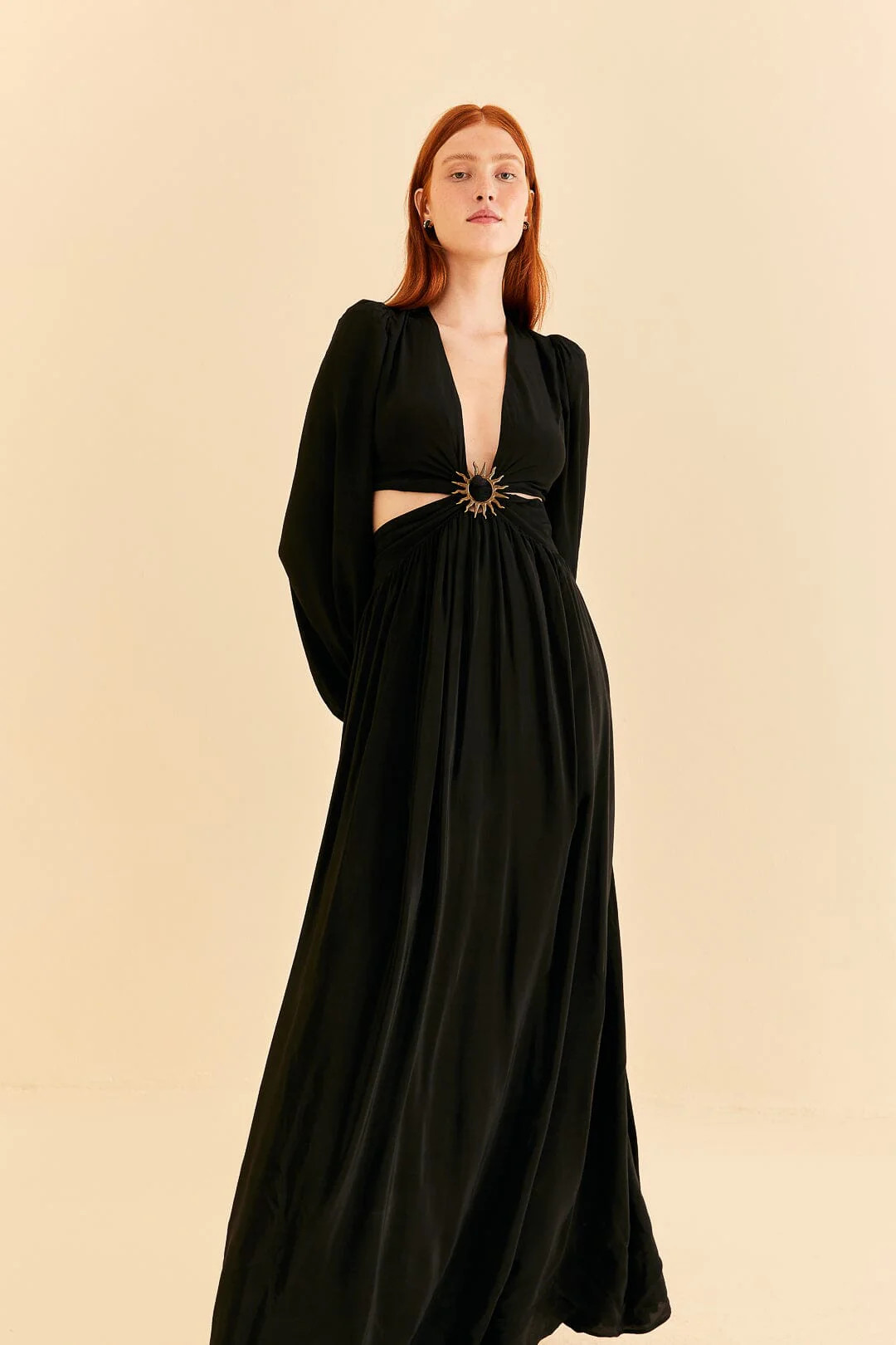 black cut out long sleeve maxi dress | FarmRio (US)