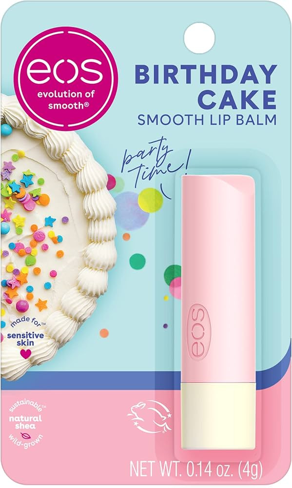eos Natural Shea Lip Balm- Birthday Cake, All-Day Moisture Lip Care Products, 0.14 oz | Amazon (US)
