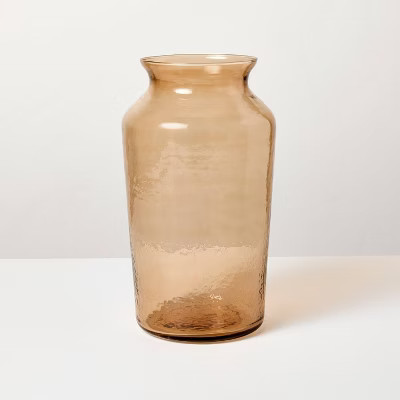 14" Tan Glass Decorative Flower Vase - Hearth & Hand™ with Magnolia | Target