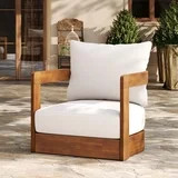 Christopher Knight Home Premium Outdoor Patio Club Chair, Curved Tub Design with Cushions, Teak+B... | Walmart (US)
