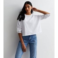 White Cotton Boxy Long Sleeve T-Shirt New Look | New Look (UK)
