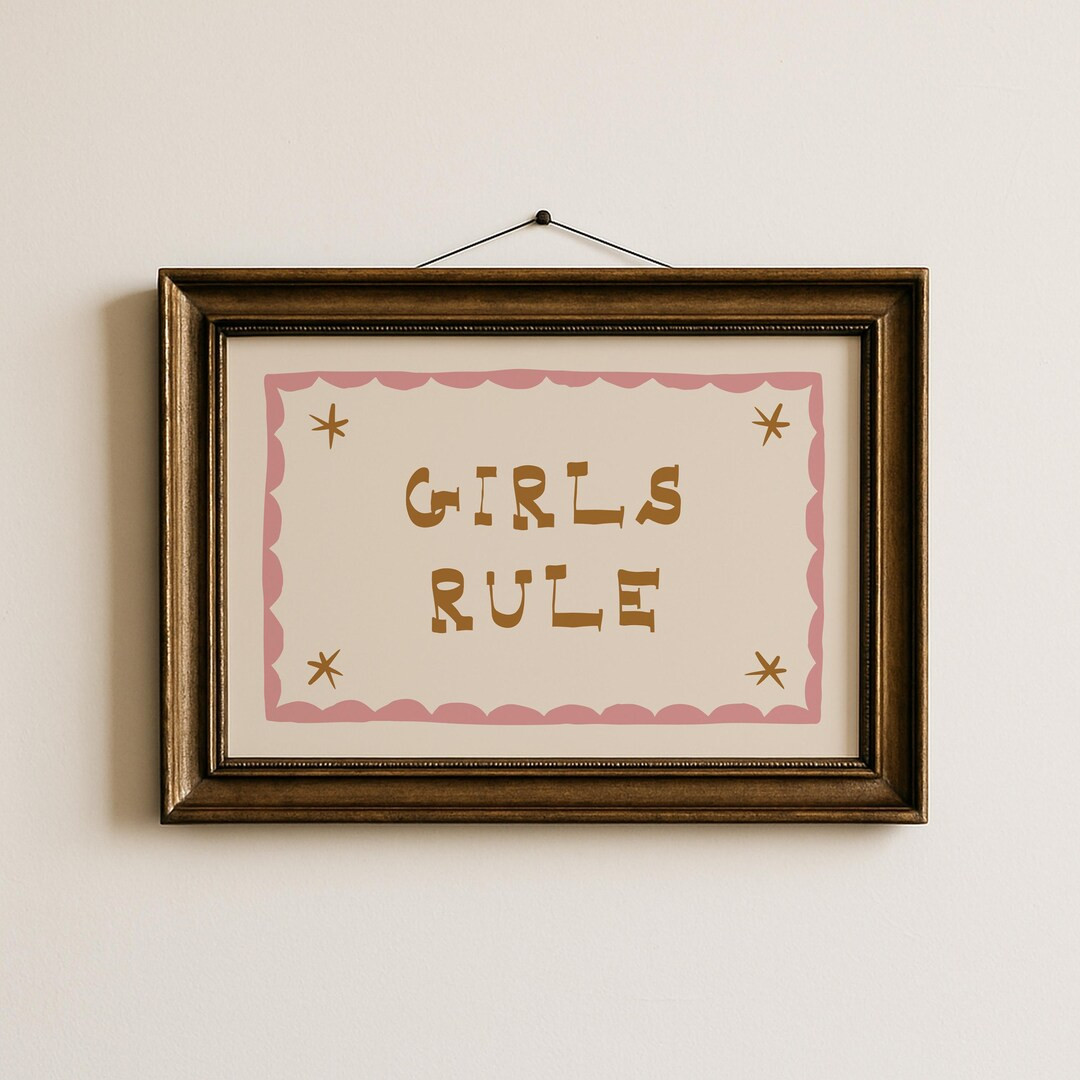 Girls Rule Print, Above Bed Art, Kids Room Wall Art, Playroom Decor, Nursery Artwork, Girl Gift, ... | Etsy (US)