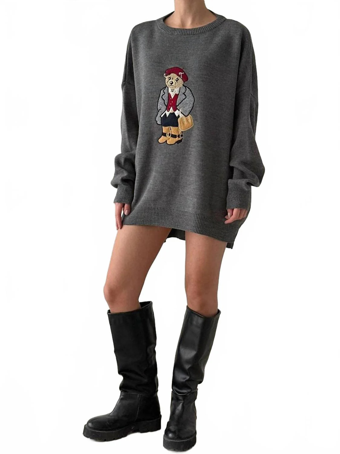 Lady Polo Bear Sweater In Gray | Shop Simon