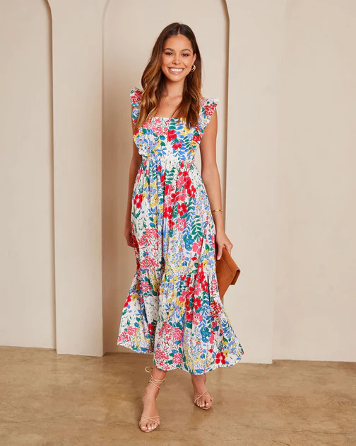 Spring Wonderland Cotton Floral Midi Dress | VICI