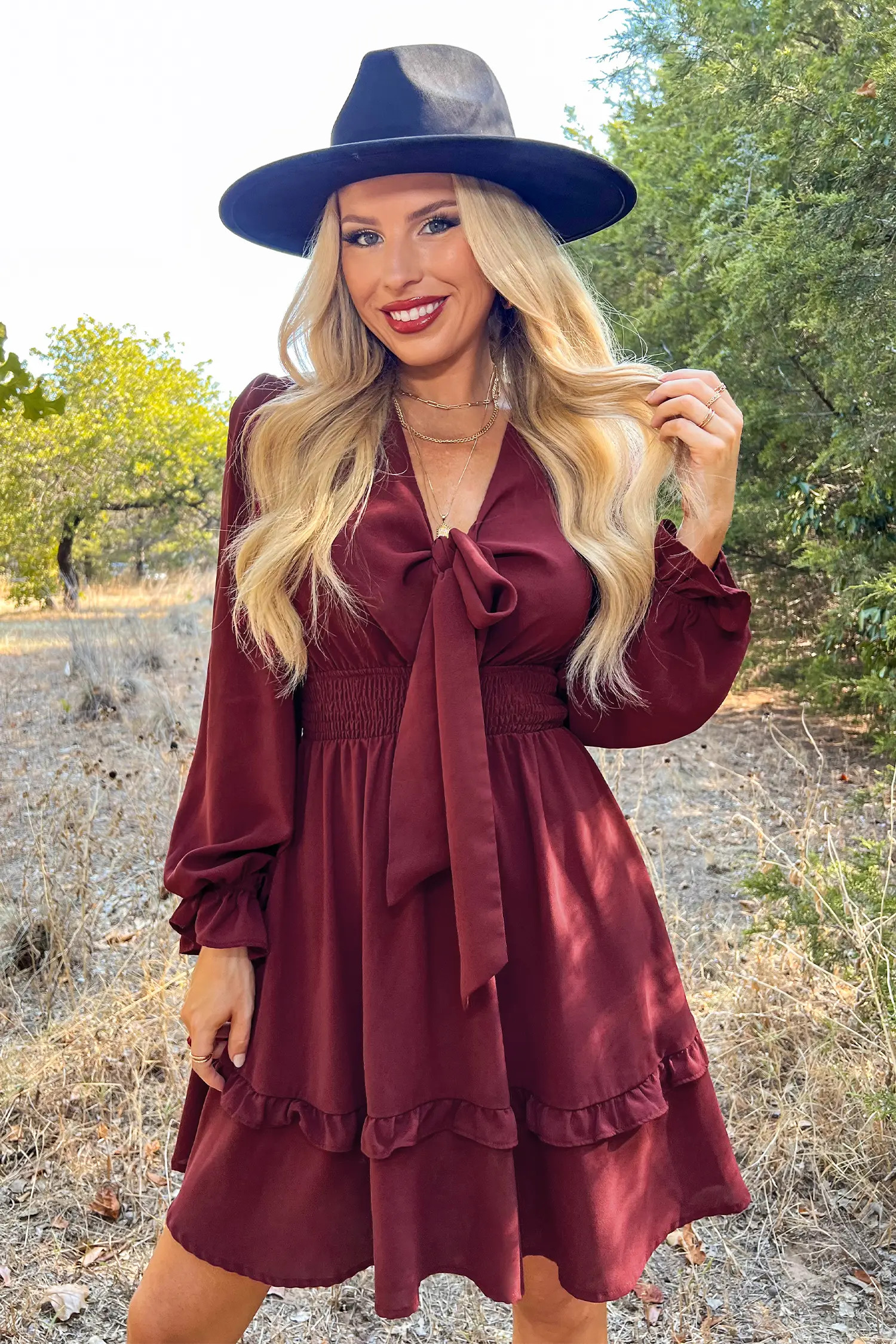 X Macy Autumn Air Bow Tiered Ruffled Mini Dress | Cupshe US