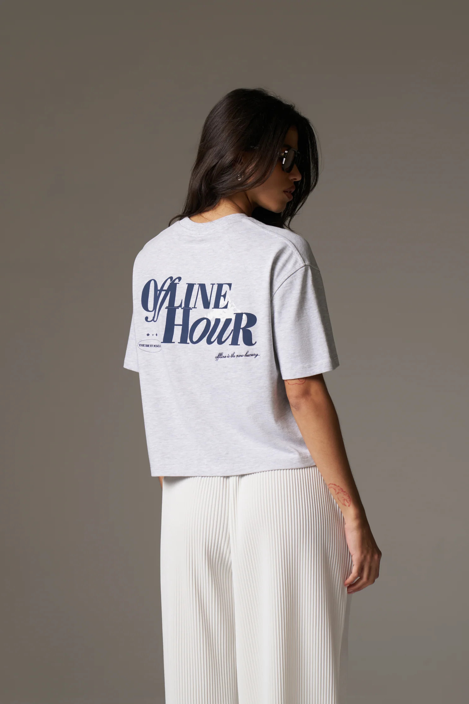 OFFLINE HOUR T-SHIRT - GREY MARL | The Couture Club