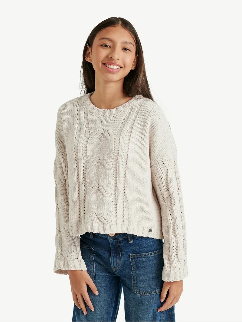 Justice Girls Cable Knit Sweater, Sizes XS - XLP | Walmart (US)