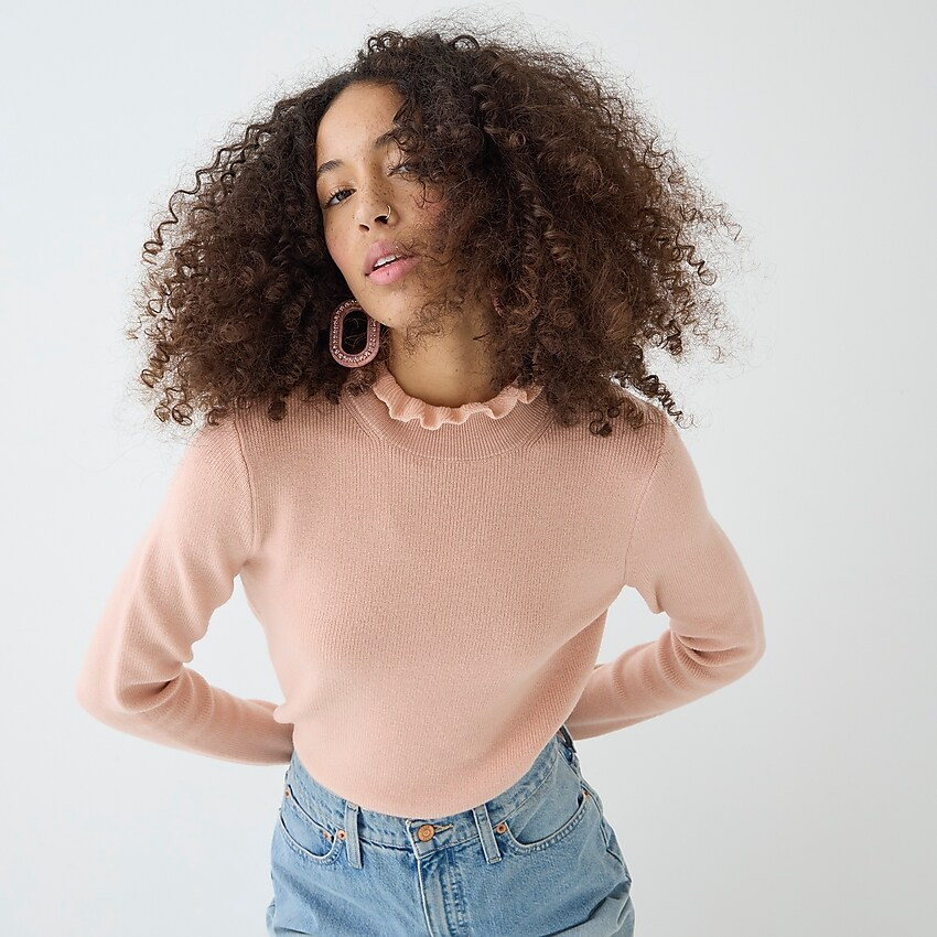 Ruffleneck merino wool sweater | J. Crew US