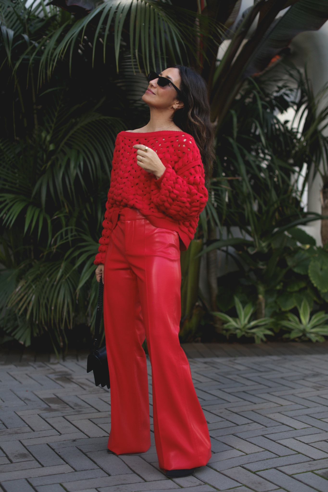 Red faux leather trousers and knit sweater by #Aliceandolivia 

#LTKover40 #LTKitbag #LTKstyletip