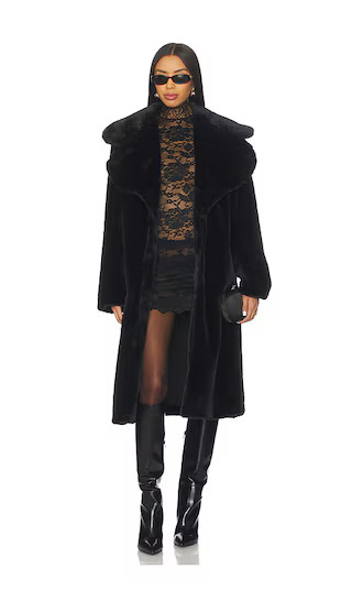 Willow Faux Fur Long Coat in Black | Revolve Clothing (Global)