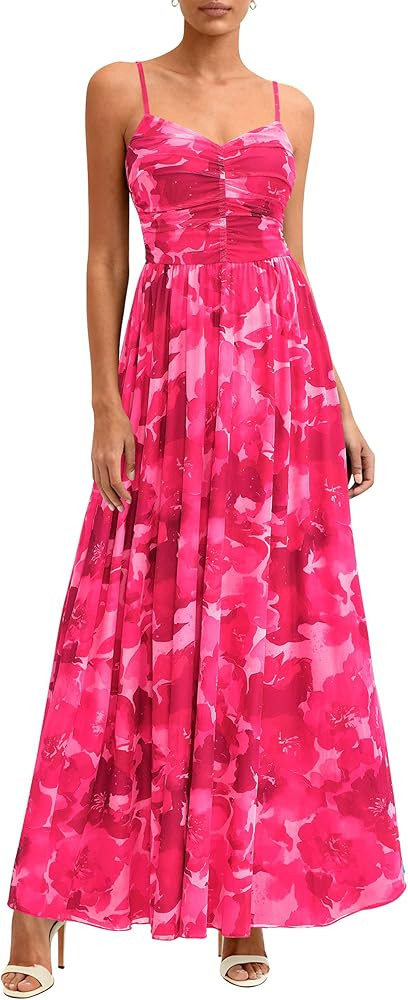 PRETTYGARDEN Women's Floral Maxi Dress Summer Outfits 2026 Spaghetti Strap Flowy Long Sundress Be... | Amazon (US)