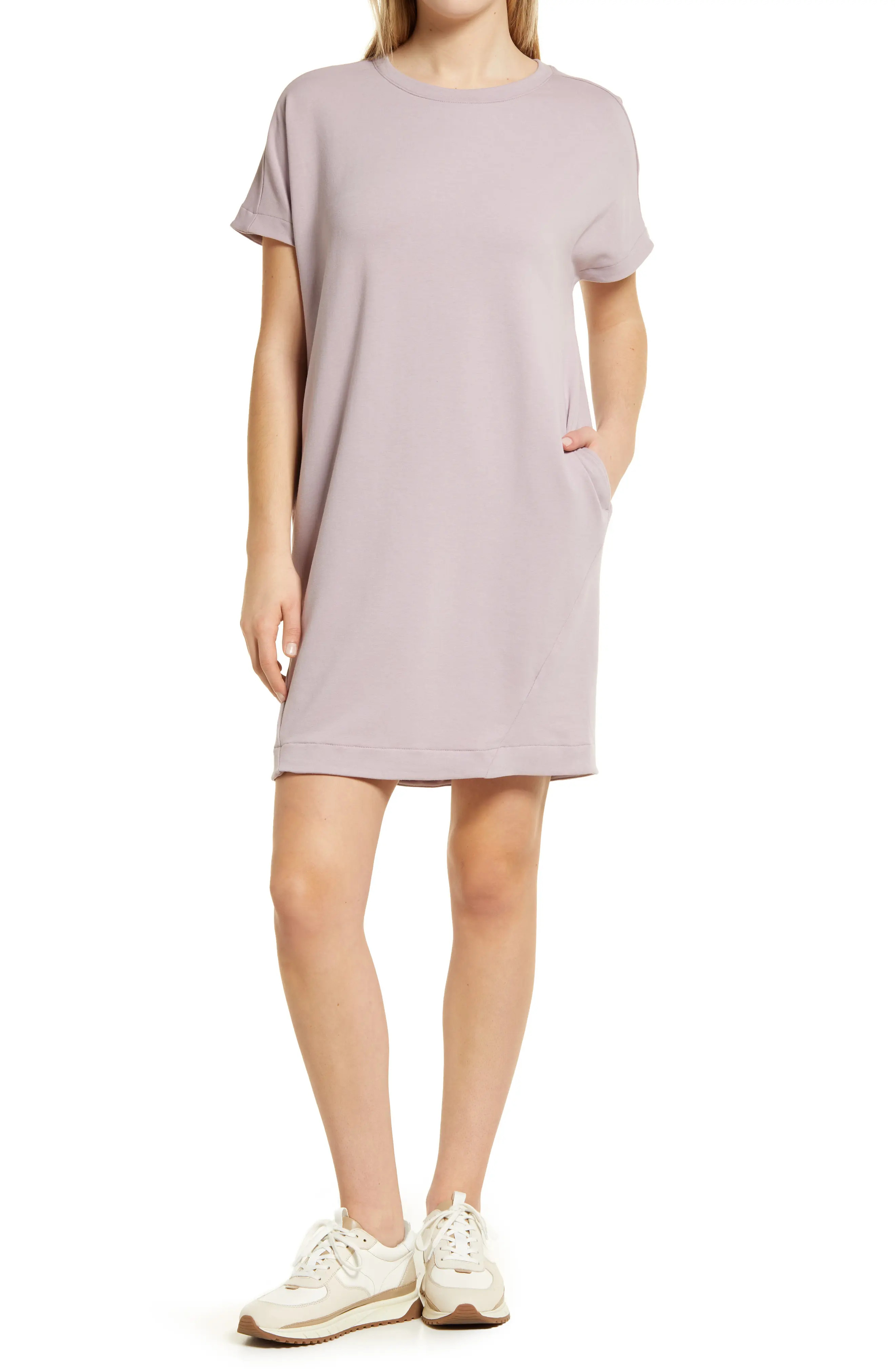 Caslon(R) Crewneck T-Shirt Dress in Purple Peace at Nordstrom, Size Medium | Nordstrom