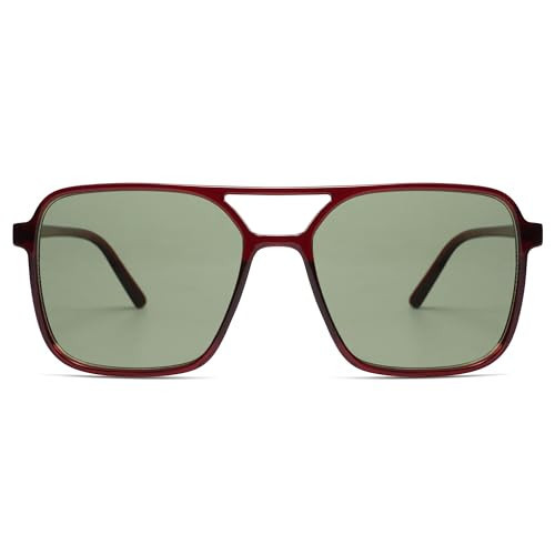 SOJOS Trendy Vintage Aviator Square Sunglasses For Womens Mens Retro 70s UV400 Women Sun Glasses SJ2327 Red Green | Amazon (US)