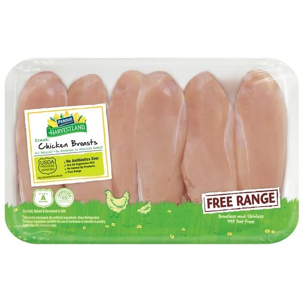 Perdue Harvestland Free Range Fresh Boneless Skinless Chicken Breasts, Family Pack, 2.75-3.6 lb -... | Walmart (US)