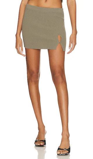 Idola Rib Skirt in Muted Olive Green | Revolve Clothing (Global)