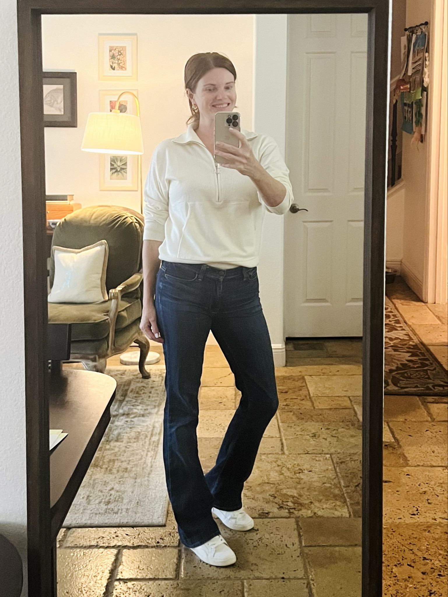 Half zip sweater tucked and untucked. Personally I like it untucked. The sweater comes with matching lounge pants that are super comfy and perfect to wear around the house. My jeans are vintage Seven, I’ve linked the current version below!


Half zip sweater, half zip sweatshirt, sweatsuit, boot cut jeans, flare jeans

#LTKover40 #LTKstyletip #LTKfindsunder100