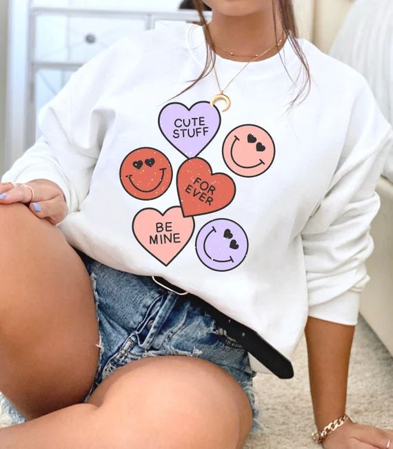 Valentine's Day Sweatshirt  Candy Sweatshirt  Heart | Etsy | Etsy (US)