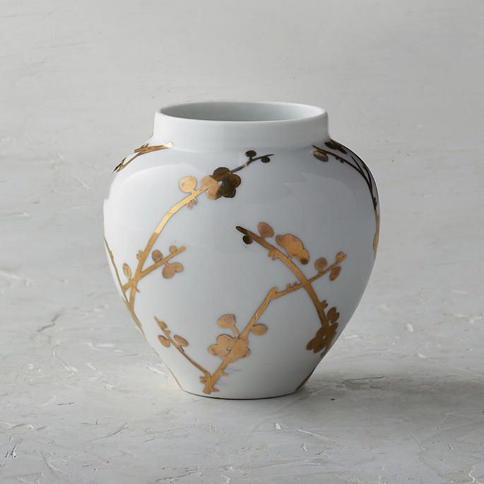Gilded Blossoms Small Open Round Vase | Frontgate | Frontgate