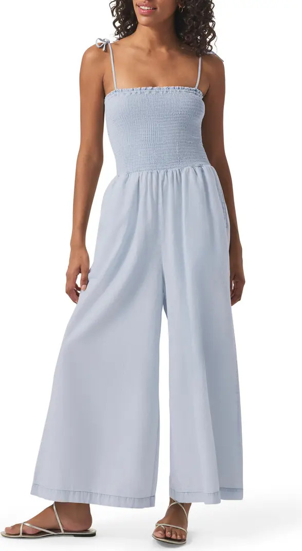 Splendid Smock Bodice Wide Leg Cotton Blend Jumpsuit | Nordstrom | Nordstrom