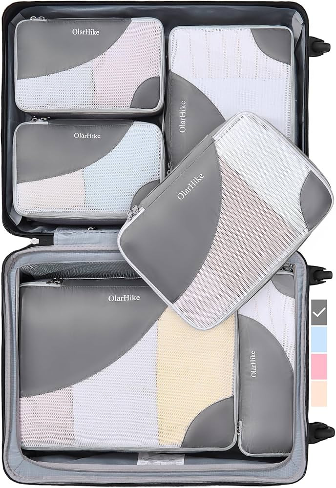 6 Set Packing Cubes for Travel, OlarHike 4 Various Sizes(Large,Medium,Small,Slim) Luggage Organiz... | Amazon (US)