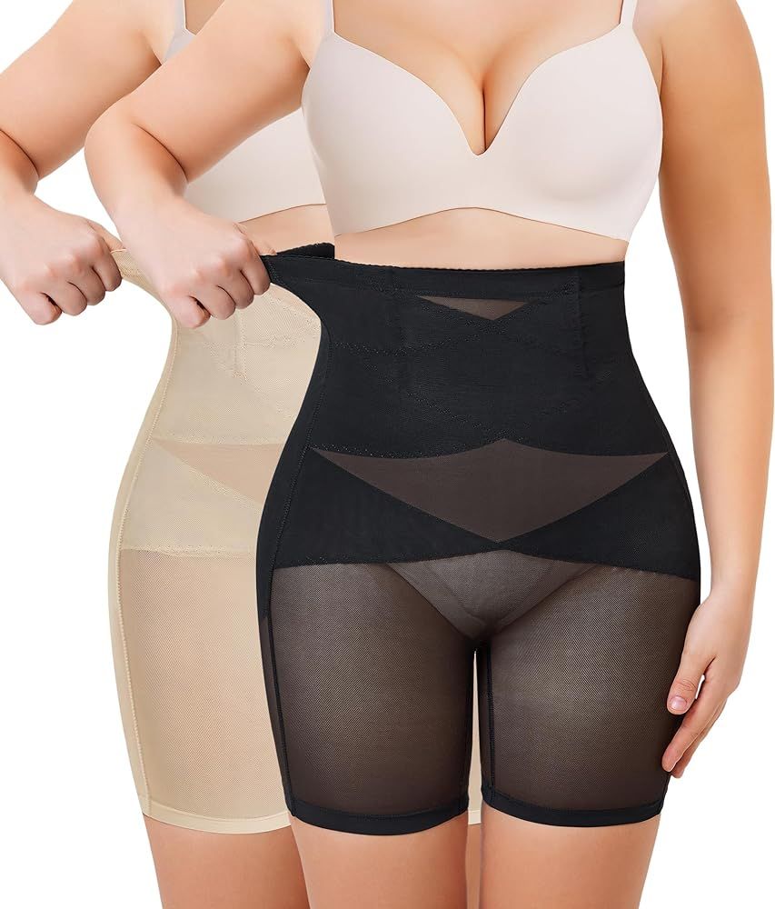 Body Shaper for Women High Waisted Butt Lifting Shapewear Shorts Curvy Faja Girdle Tummy Control | Amazon (US)