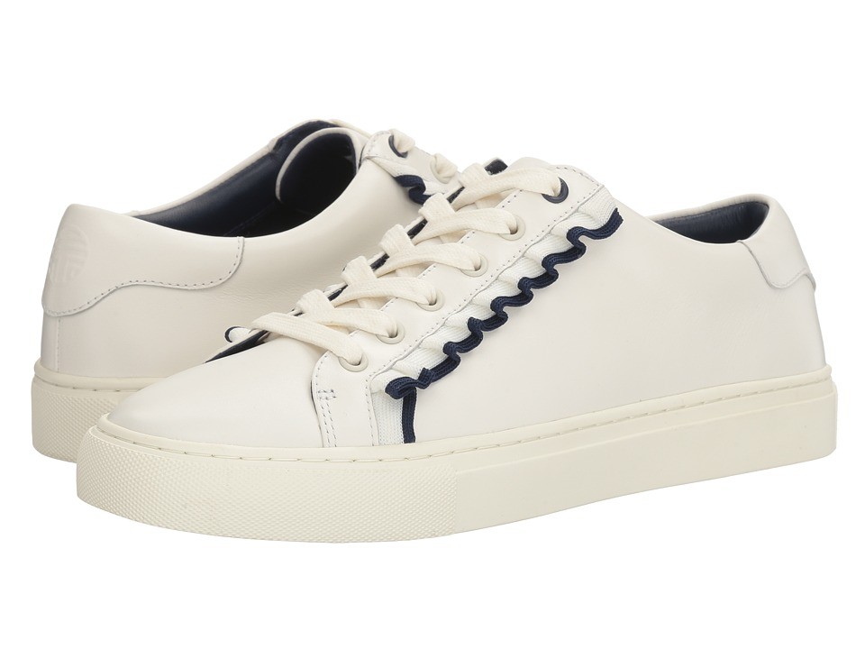 Tory Sport - Ruffle Sneaker (Snow White/Navy Sea) Women's Shoes | Zappos