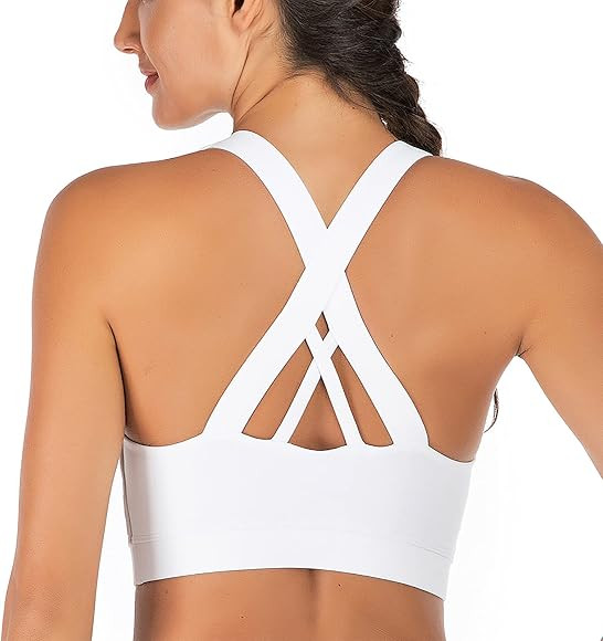 Sports Bra for Women, Criss-Cross Back Padded Strappy Sports Bras Medium Support Yoga Bra with Remov | Amazon (CA)