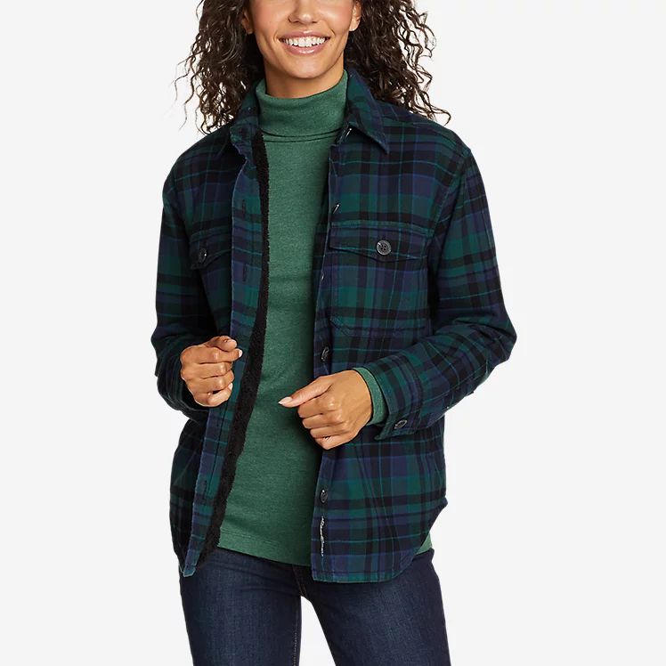 Eddie's Favorite Flannel Faux Shearling-Lined Shirt Jacket | Eddie Bauer, LLC