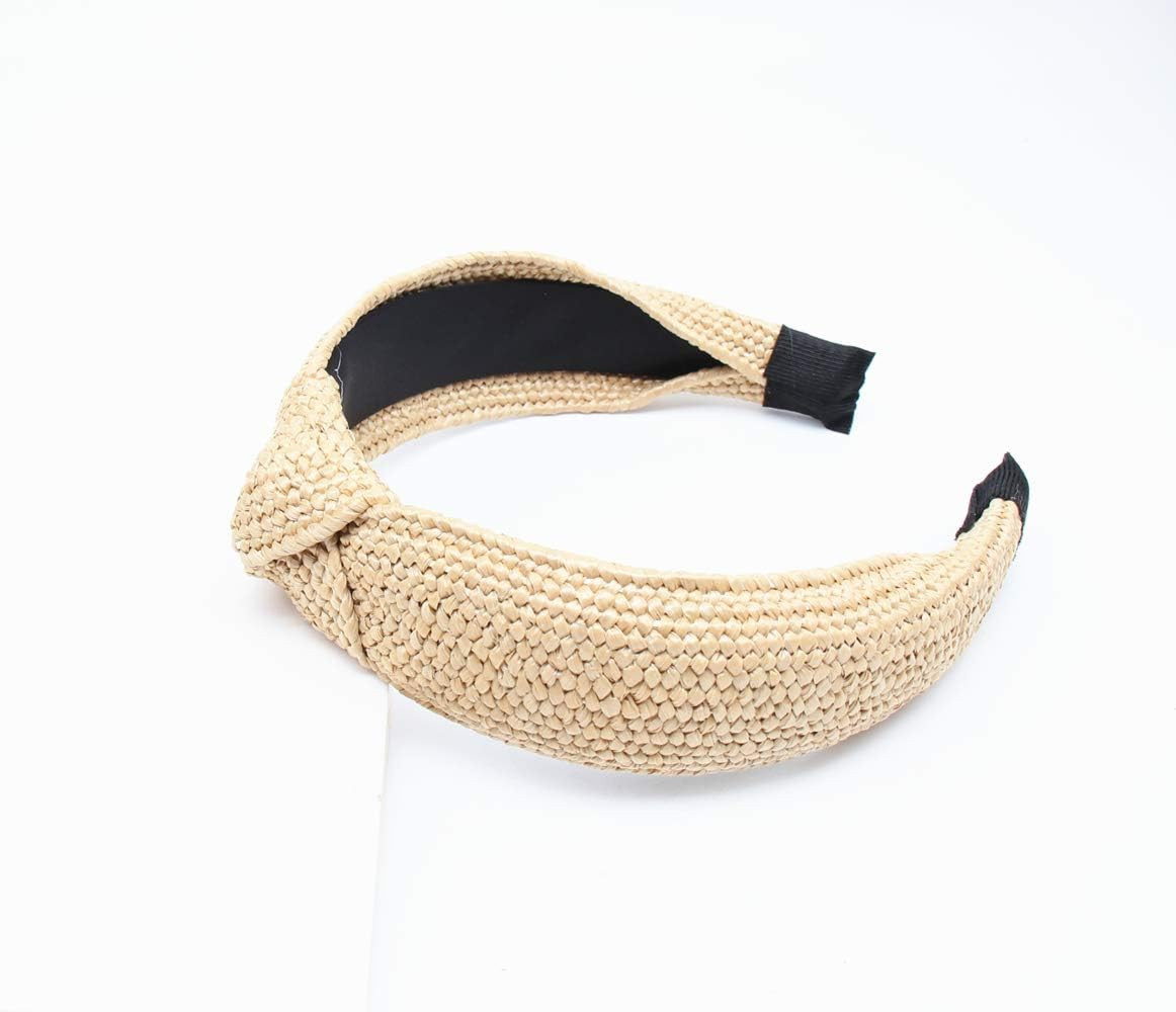 Straw Headbands Womens Fashion Hair Accessories Twist Knot Wide Hand Knitted Statement Summer Retro  | Amazon (US)