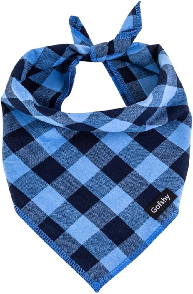 Boy Dog Bandana Large- Blue Black Dog Scarf Buffalo Plaid Printing Adjustable Bib Handkerchief Ac... | Amazon (US)