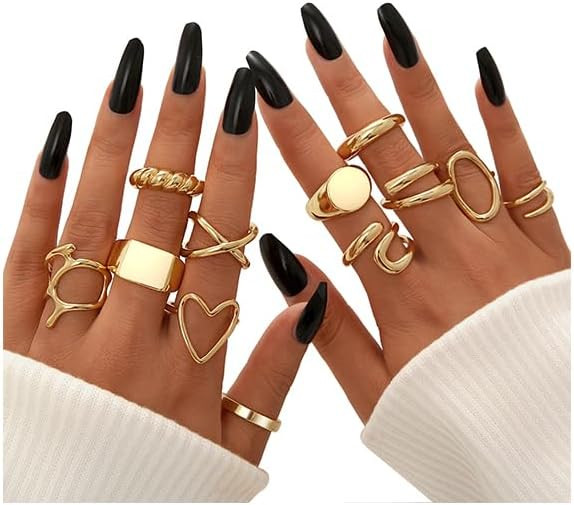 FAXHION 12PCS Gold Stackable Rings Set for Women, 18K Gold Plated Open Stacking Knuckle Ring, Adj... | Amazon (US)