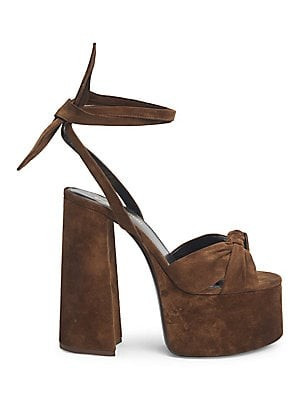 Saint LaurentPaige Suede High Heel SandalsColor - BlackBlackBrownSize - Size Guide    Fit Predict... | Saks Fifth Avenue