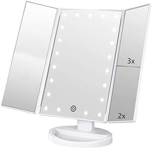 Flymiro Tri-fold Lighted Vanity Makeup Mirror with 3x/2x/1x Magnification, 21Leds Light and Touch... | Amazon (US)