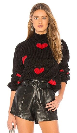 Lovers + Friends Heart Sweater in Black & Red | Revolve Clothing (Global)