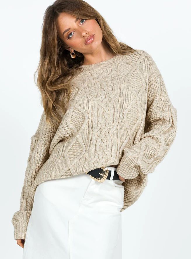 Canlish Cable Sweater Latte | Princess Polly US