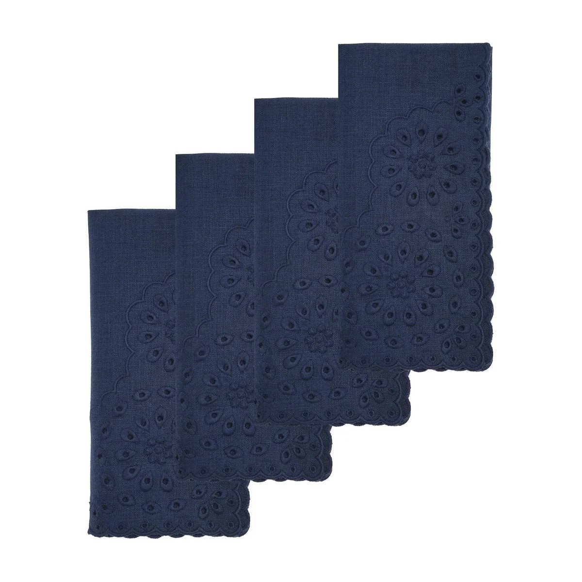 Blue Eyelet Dinner Napkins, Set of 4 | Over The Moon