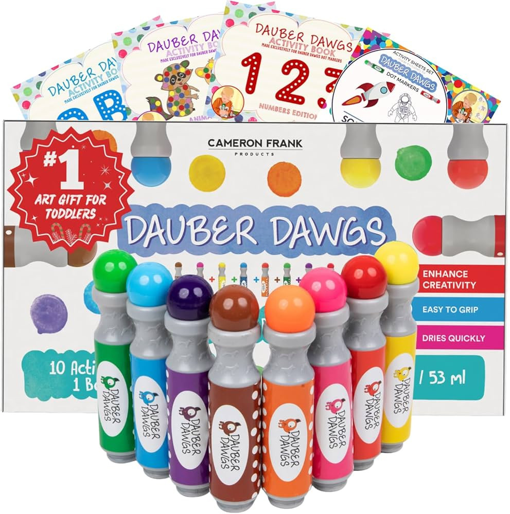 Dauber Dawgs Washable Dot Markers for Toddlers 1-3 - Bingo Markers for Dot Art w/ PDF Activity Bo... | Amazon (US)