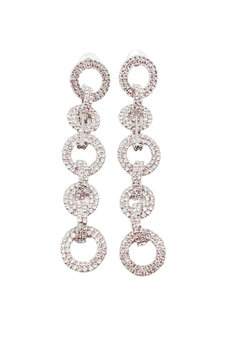 Crystal Silver Chain Earrings | Confête