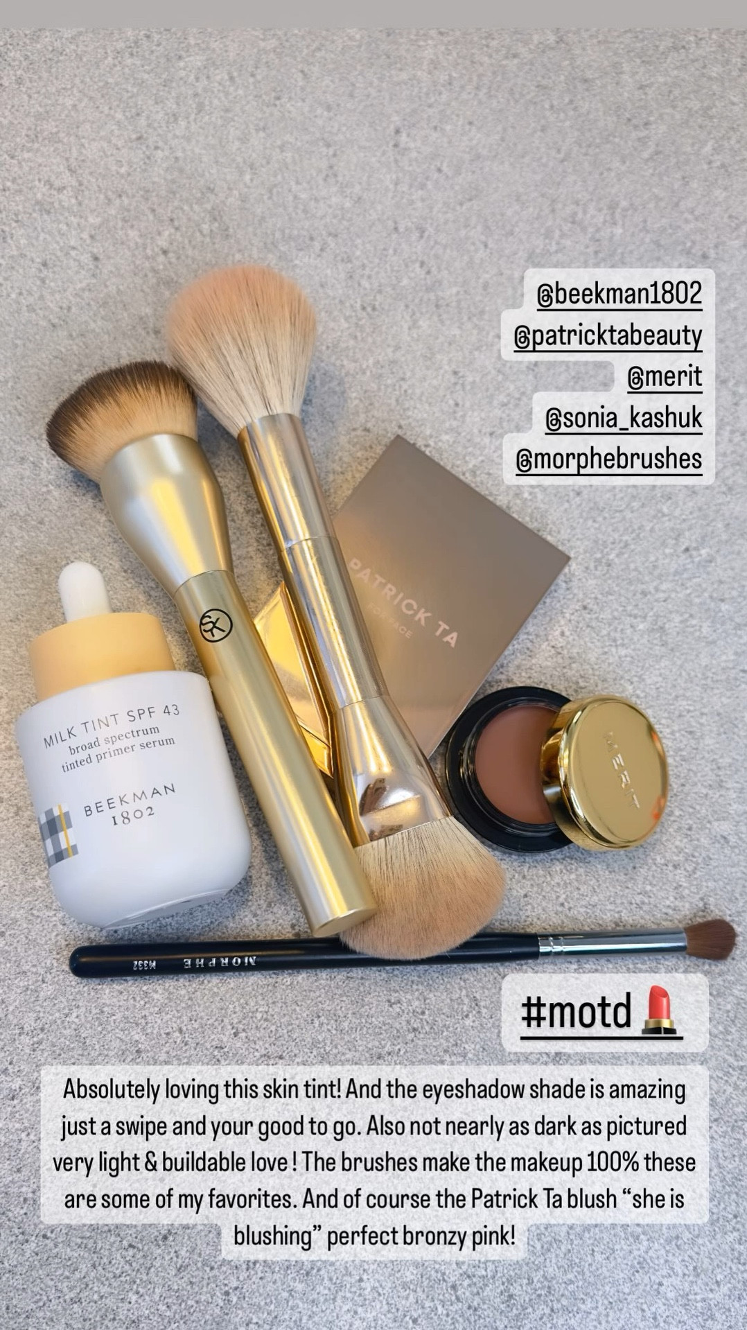 My favorites right now. #beekman1802 #kindnesskrew #meritbeauty #patrickta #morphe #soniakashuk 

#LTKfindsunder100 #LTKwedding #LTKbeauty