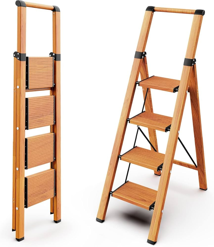 WOA WOA 4 Step Ladder, Ladders for Home, Anti-Slip Pedals, Aluminum Step Stool Foldable, Lightwei... | Amazon (US)