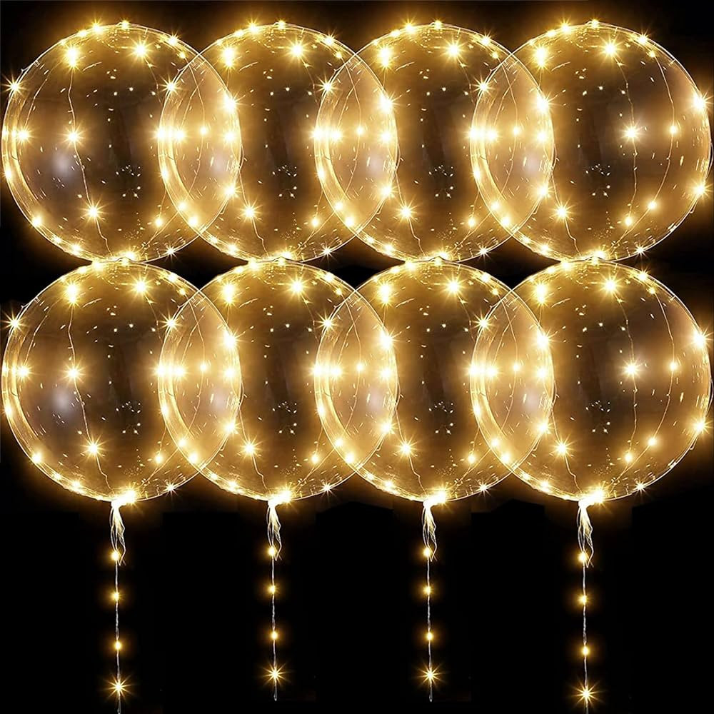 LED Balloons Light Up Balloons - 10 Pack Glow in the Dark Balloons, 20 Inch Clear Bobo Balloons w... | Amazon (US)