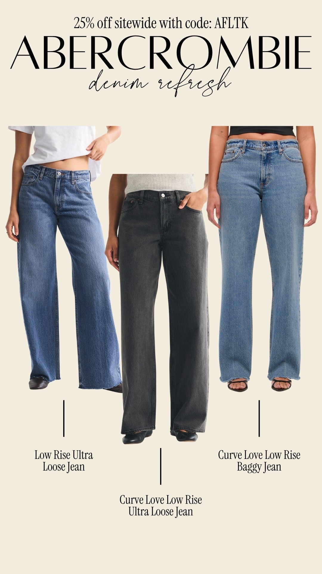 My top 3 denim picks from @abercrombie 25% off with code AFLTKK

#LTKootd #LTKSpringSale
