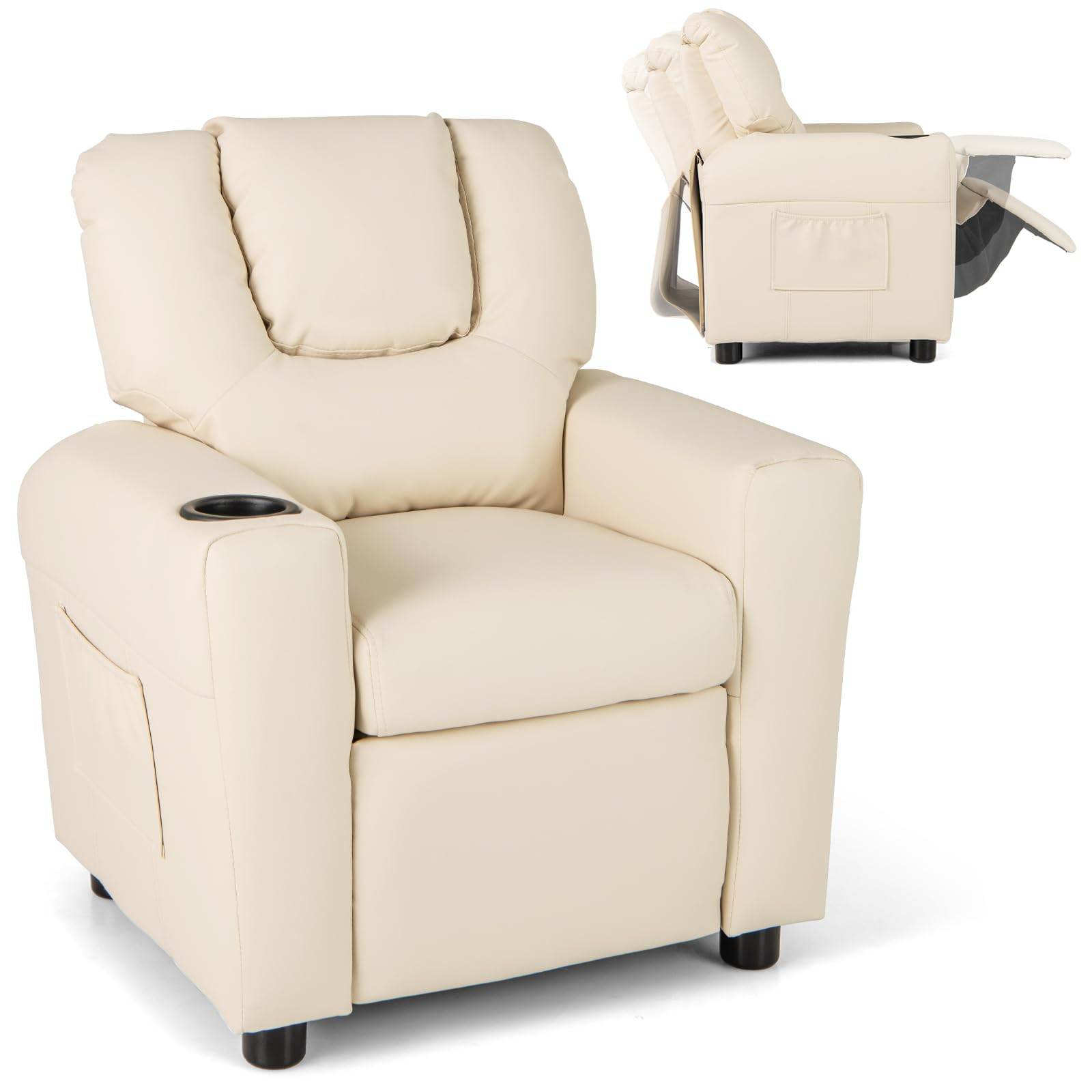 Costzon Kids Recliner Chair with Cup Holder, Toddler Furniture Children Armrest Sofa w/Headrest &... | Amazon (US)