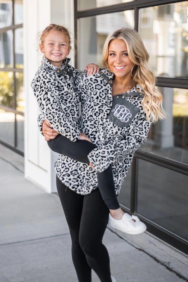 All Snowed In Monogram Animal Print Ivory/Grey Pullover | The Pink Lily Boutique