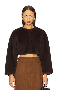 LAMARQUE Rowdie Faux Fur Jacket in Walnut from Revolve.com | Revolve Clothing (Global)