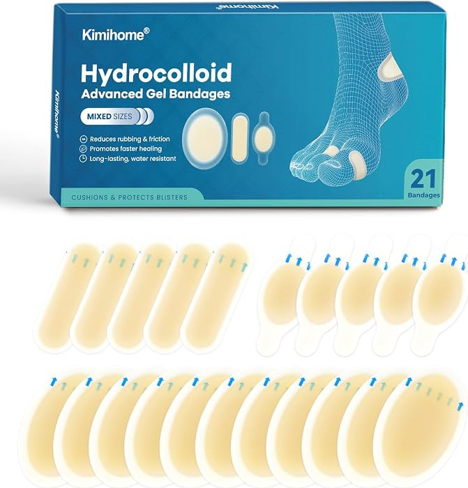 Gel Blister Bandages - 21 PCS Hydrocolloid Bandages for Feet, Blister Cushions Pads for Preventio... | Amazon (US)