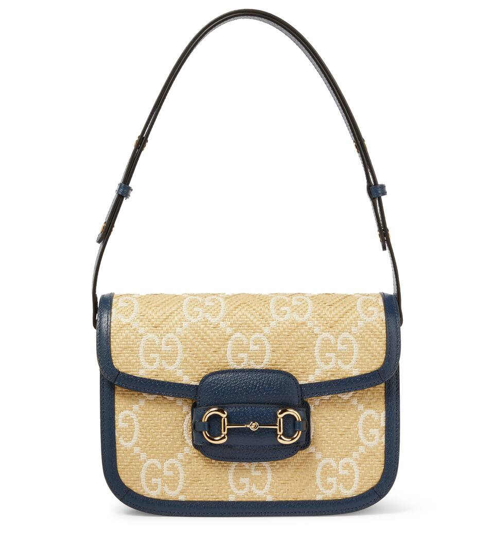 Gucci Horsebit 1955 raffia-effect shoulder bag | Mytheresa (US/CA)